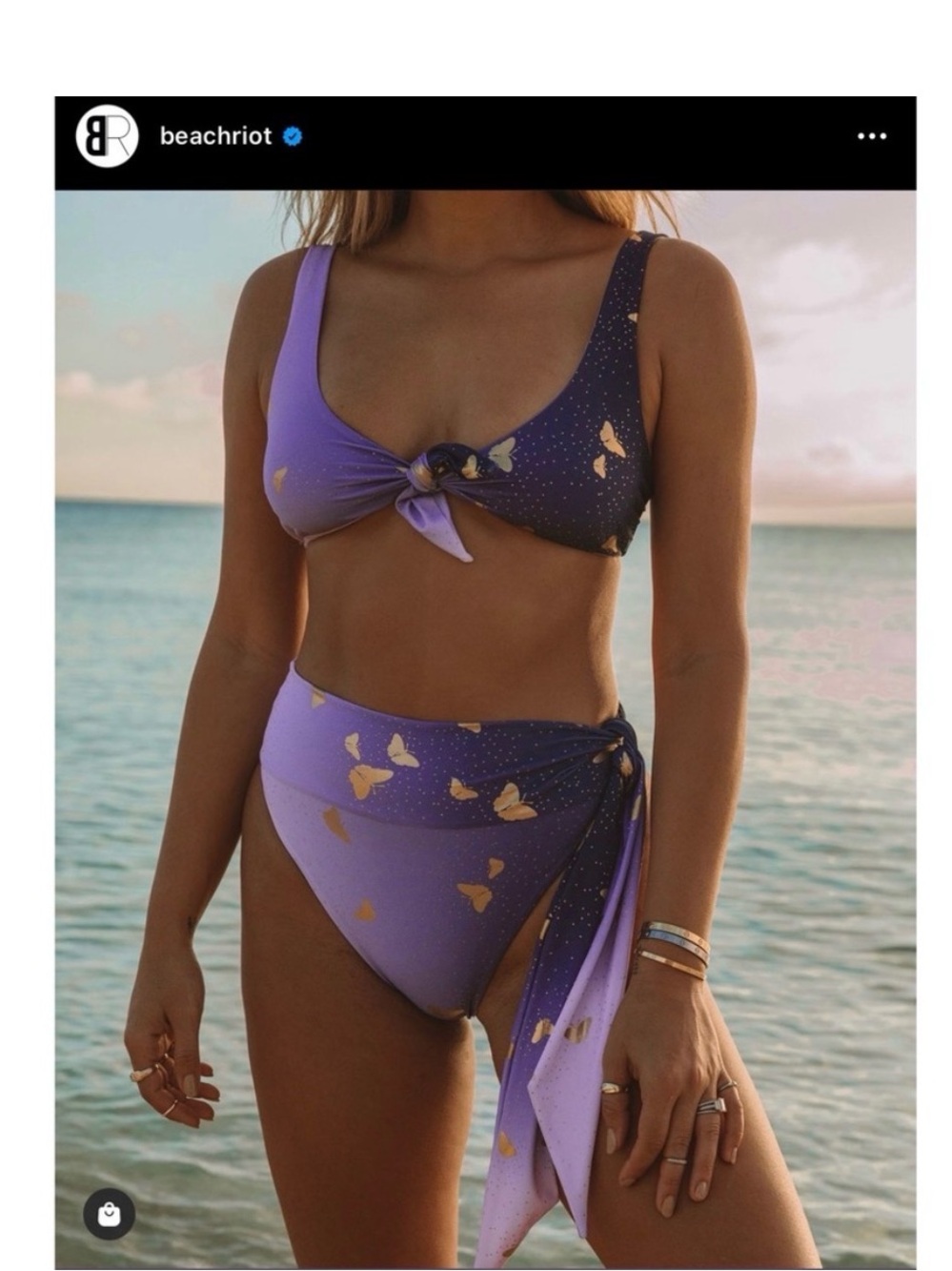 Beach Riot Purple Ombre Gold Butterfly High-Waist | MEDIUM TOP SMALL BOTTOM